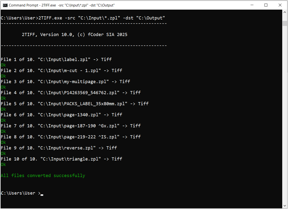 2TIFF command-line workflow