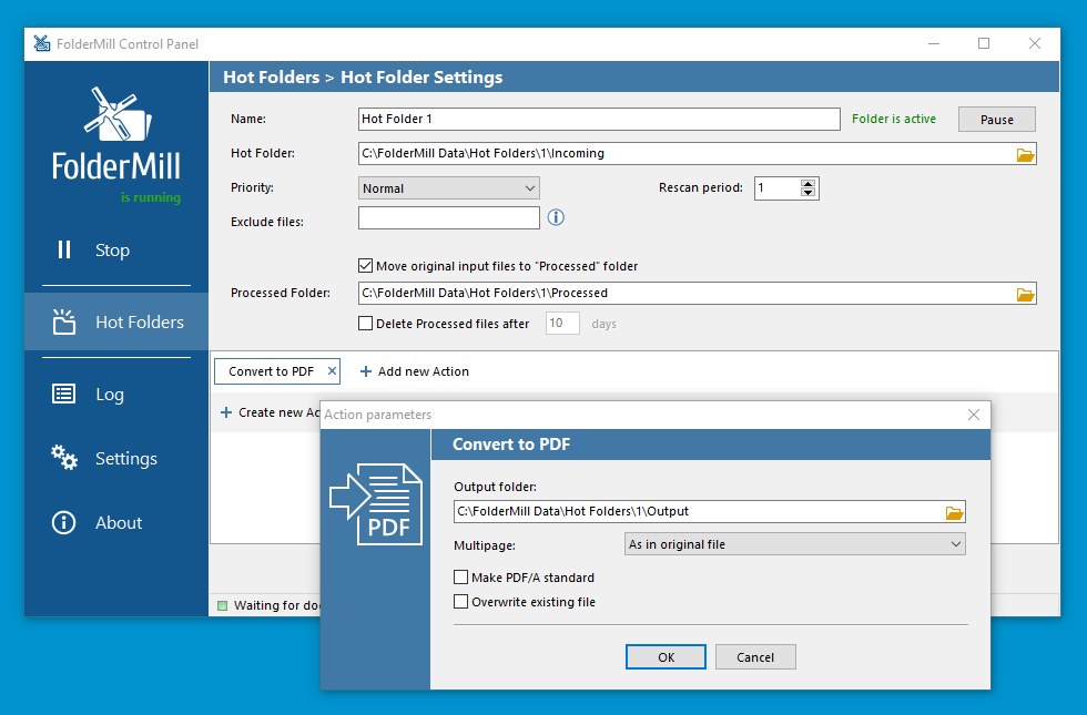 Automate PST to PDF conversion using FolderMill