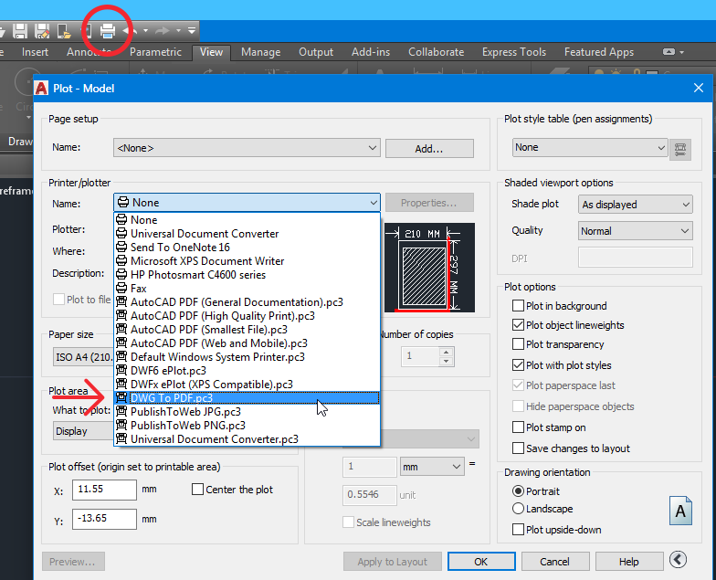 autocad export formats