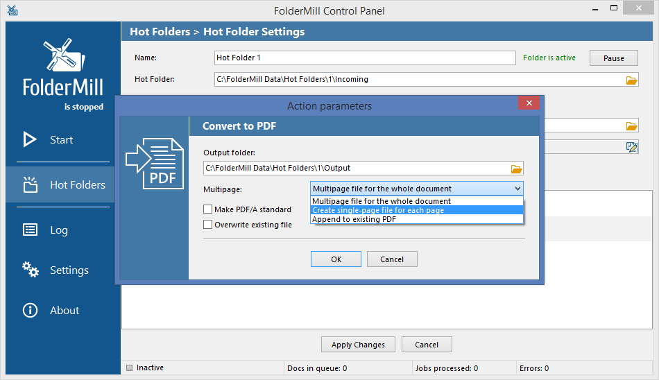 Splitting Multipage PDF by Page Ranges - FolderMill