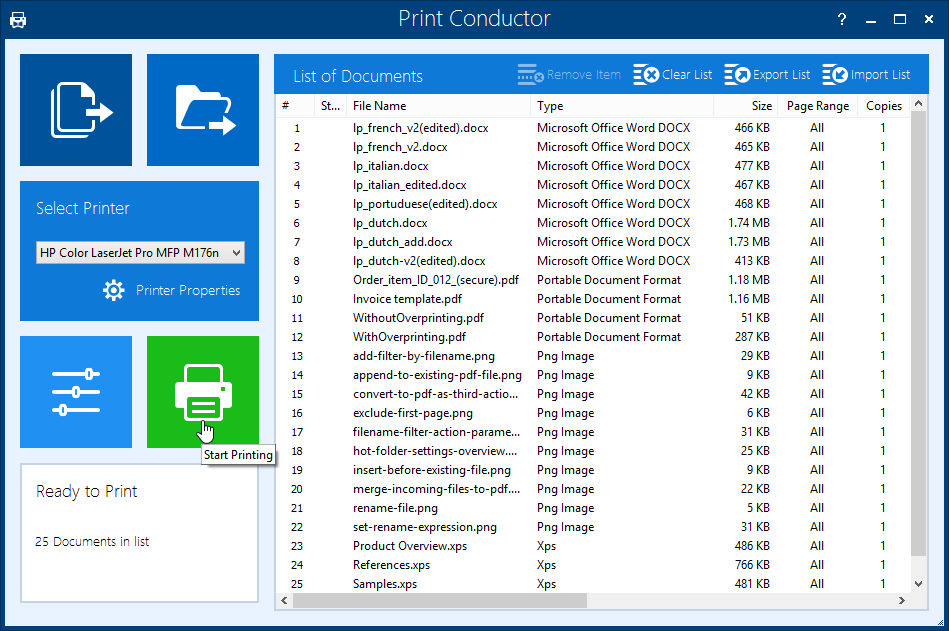 Print Conductor - bulk printing software for Windows