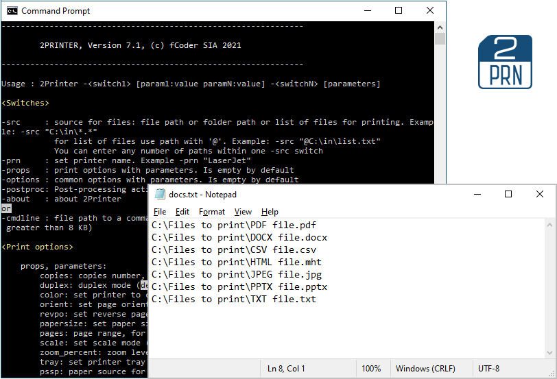 2Printer – command-line batch printer for Windows