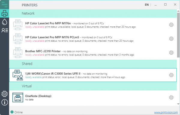 Check printer statuses with PrintVisor