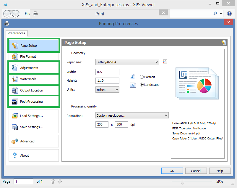 Print XPS to PDF with a virtual printer