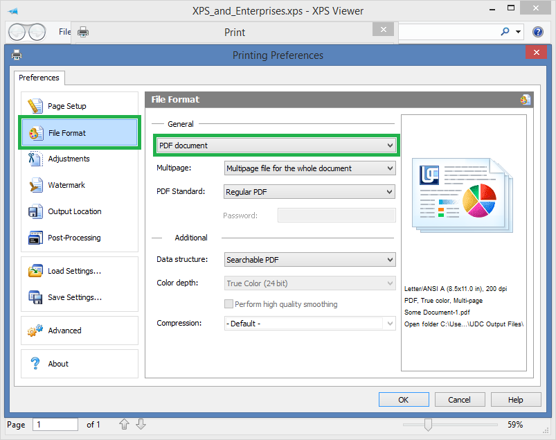 Transfer XPS to PDF with Universal Document Converter